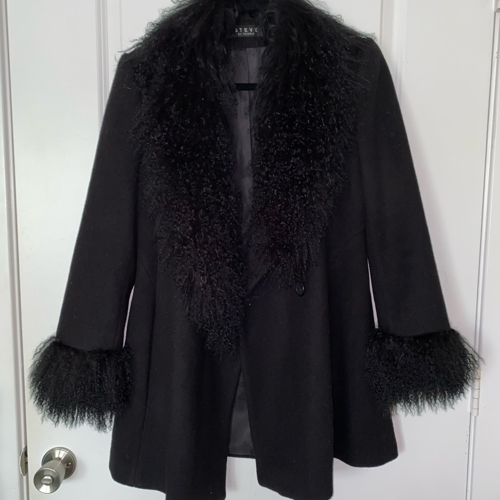 Steve By Searle Vintage Black Mongolian Lamb Coat